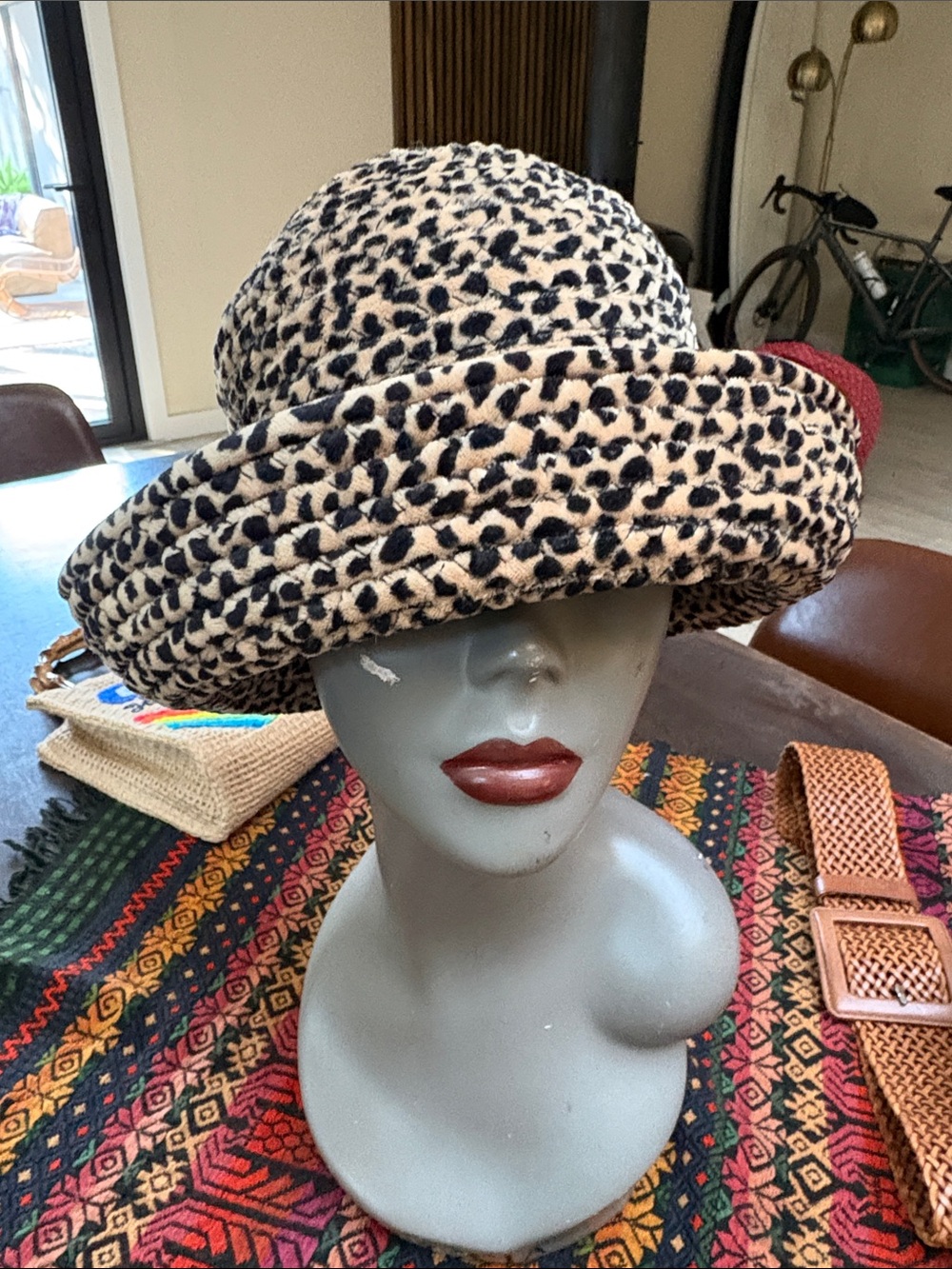 Vintage Betmar New York Velour Animal Print Hat